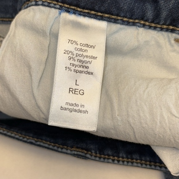 M Jeans by Maurices jeans high rise button/zip distressed w/plaid Sz lg regular - Picture 10 of 11